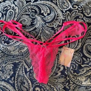 Seven‎ til' midnight Pink Lace G-String Thong Strappy Lingerie Sexy Panty 1X/2X